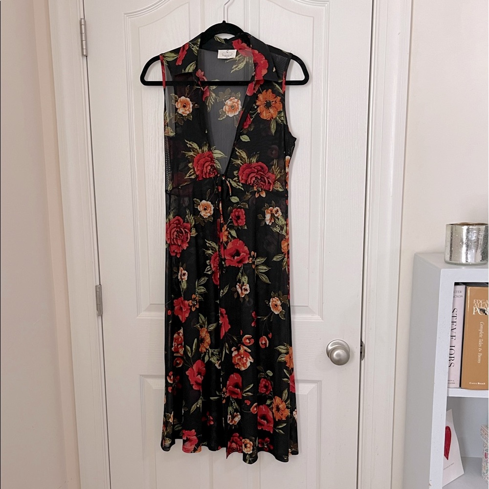 Ember Sleeveless sheer duster vest w tie front Size S